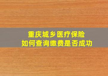 重庆城乡医疗保险 如何查询缴费是否成功